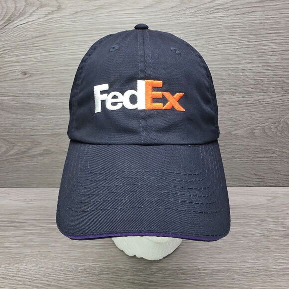 FedEx Hat Mens Corporate Promotional Navy Blue Embroidered Strapback Cap Promo
